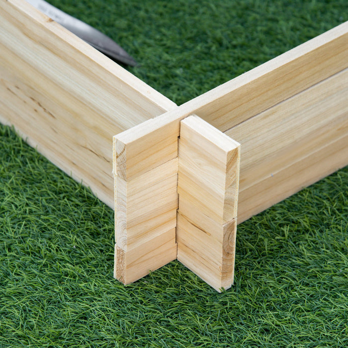 Outsunny 39'' X 39'' Screwless Raised Garden Bed, Wooden Planter Box, Easy Diy Herb Garden For Vegetable Flower Herb Outdoor Lawn Yard Patio
