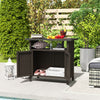 Outsunny Wicker Storage Cabinet, Outdoor Buffet Cabinet, Dark Coffee
