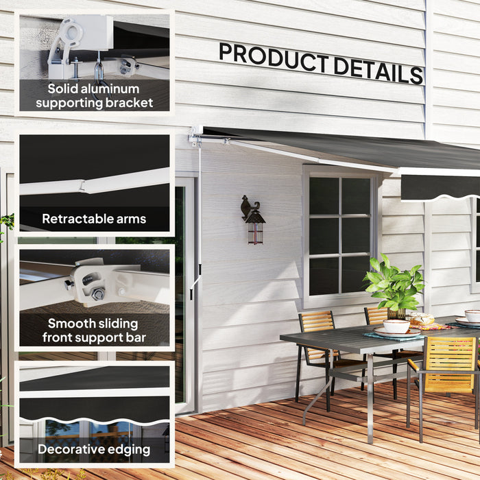 8' x 7' Retractable Awning, Patio Awnings, Sunshade Shelter, Black