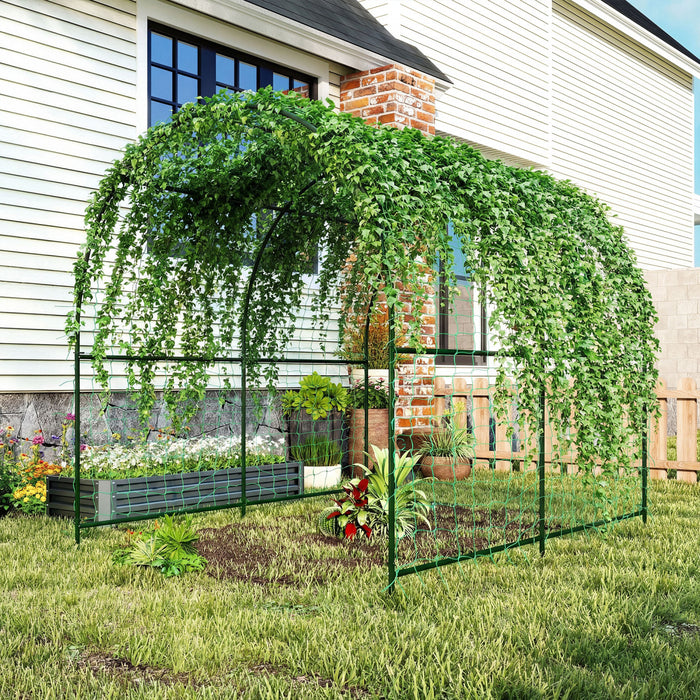 Outsunny Garden Arch Trellis, 7.1FT Tall Cucumber Trellis with Net