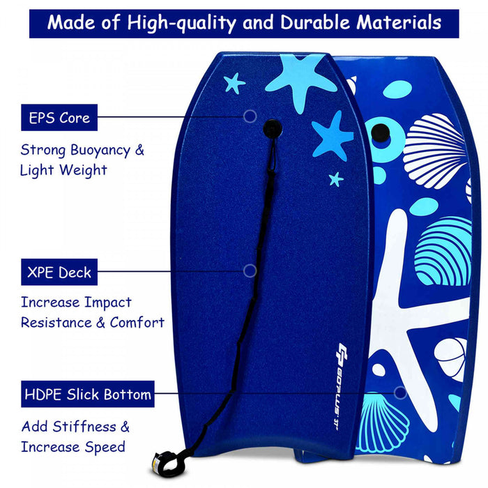 Goplus 41'' Lightweight Super Bodyboard Surfing W/leash Eps Core Boarding Ixpe Starfish