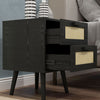 HOMCOM Boho Design Nightstand Set of 2 with 2 Drawers for Living Room