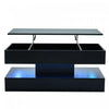 Flexi 39.9 Inch Hydraulic Lift-Top Coffee Table with LED Lighting and Hidden Storage, Black | Flexi Table Basse Relevable Hydraulique 39.9 po avec Eclairage LED et Rangement Cache, Noir