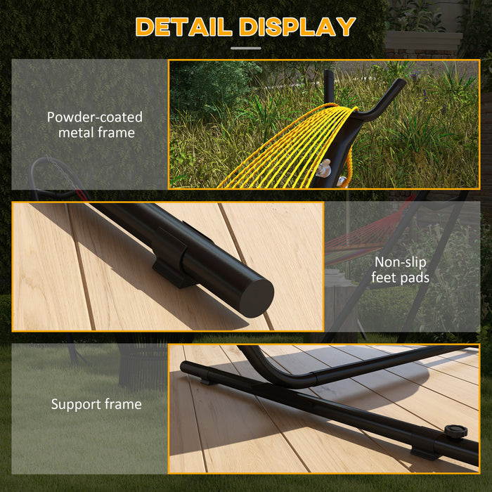 Outsunny 10' Hammock Stand with Side Tray, Hammock Chair Stand Only, Black