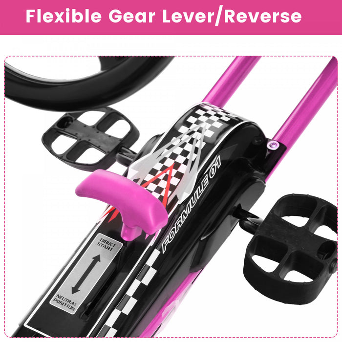 Costway Go Kart 4 Wheel Pedal Powered Kids Ride On Toy With Adjustable Seat Pink