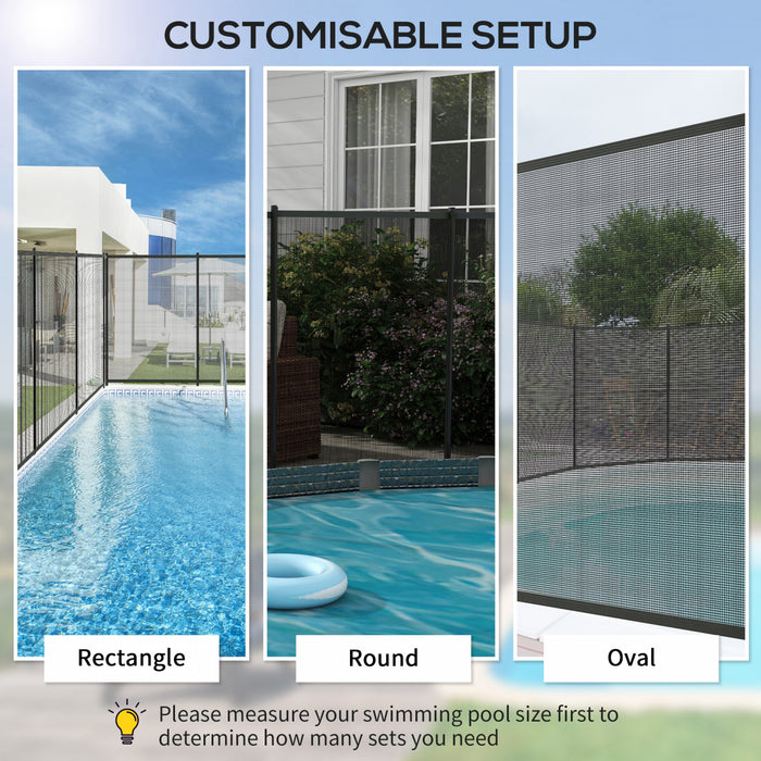 Outsunny Aluminium 4-Panel Swimming Pool Fence, 4' x 12', Black