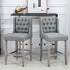 Set of 2 Tufted Armless Bar Stool HighChair Living Room Grey