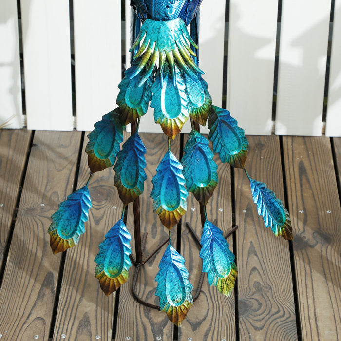 Outsunny Peacock Garden Statue, 32.7\" Standing Steel Lawn Ornament
