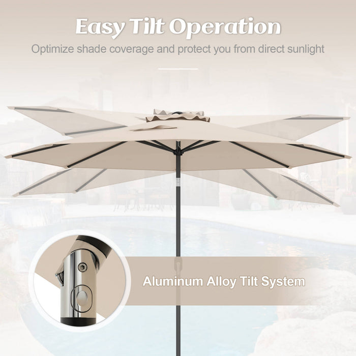 Costway 10ft Patio Umbrella Outdoor W/ 59 LBS Heavy-Duty Round Umbrella Stand