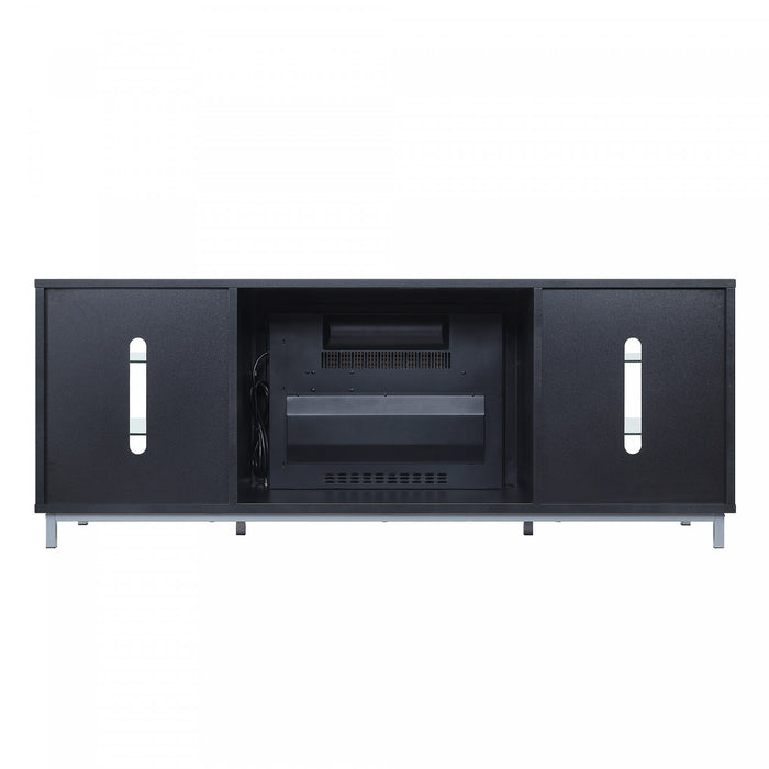 Brighton Modern 2-Piece Electric Fireplace in Black and Onyx