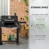 Outsunny Charcoal BBQ Grill Trolley with Adjustable Charcoal Pan, Barbecue Grill Smoker with Storage Shelves, Lid, Thermometer, Bottle Opener and Wheels, Galvanised Steel