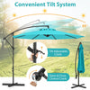 Costway 10 FT Patio Offset Umbrella with Easy Tilt Adjustment Crossed Base Vented Top Turquoise