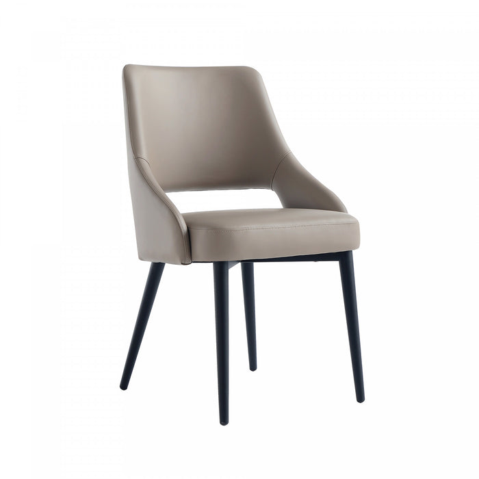 Tremont Modern Vegan Leather Metal Dining Chair in Taupe - Set of 2