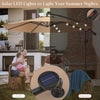 Costway 10' Hanging Solar LED Umbrella Patio Sun Shade Offset Market W/ Base Beige