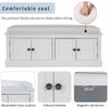 Daniel Solid Wood Storage Bench With 4-door Shoe Cabinet With Adjustable Shelves - White | Daniel Banc De Rangement En Bois Massif Avec Armoire A Chaussures A 4 Portes Et Etageres Reglables, Blanc