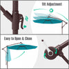 Costway Patio 10FT Hanging Offset Umbrella 32 LED Lights Sand Bag Outdoor Cross Base Turquoise
