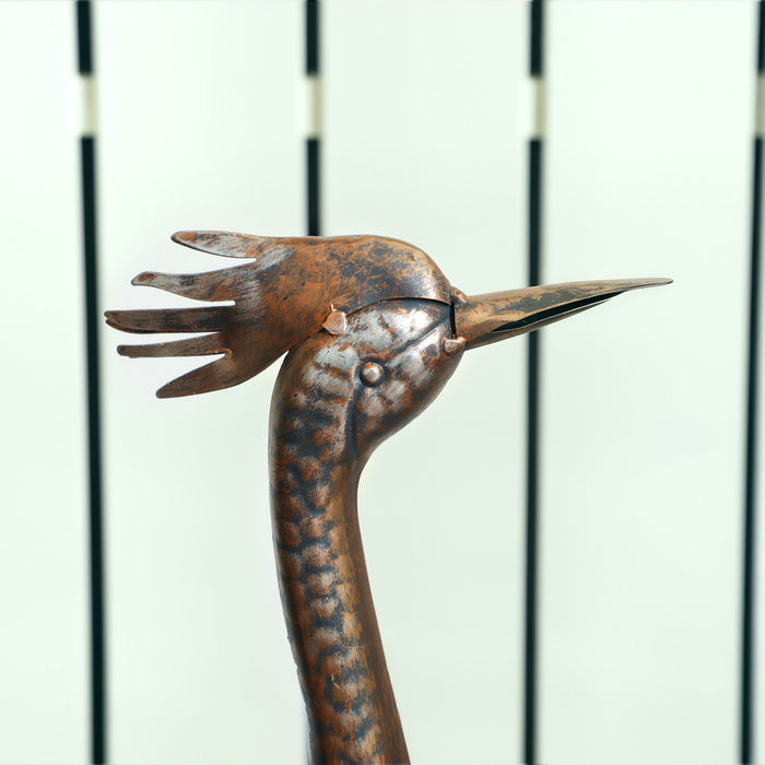 Outsunny Garden Statue Heron, Standing Lawn Sculpture Silver Tone