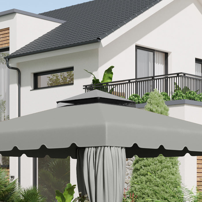 Outsunny 9.8' X 9.8' Gazebo Replacement Canopy, Gazebo Top Cover With Double Vented Roof For Garden Patio Outdoor (top Only), Grey