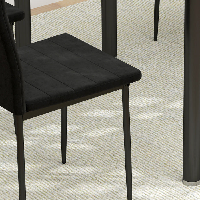 HOMCOM Dining Chairs, Set of 4, Upholstered Accent Chairs, Back, Black