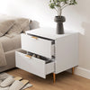 HOMCOM Nightstand, Bedside Table, Side End Table with 2 Drawers, White