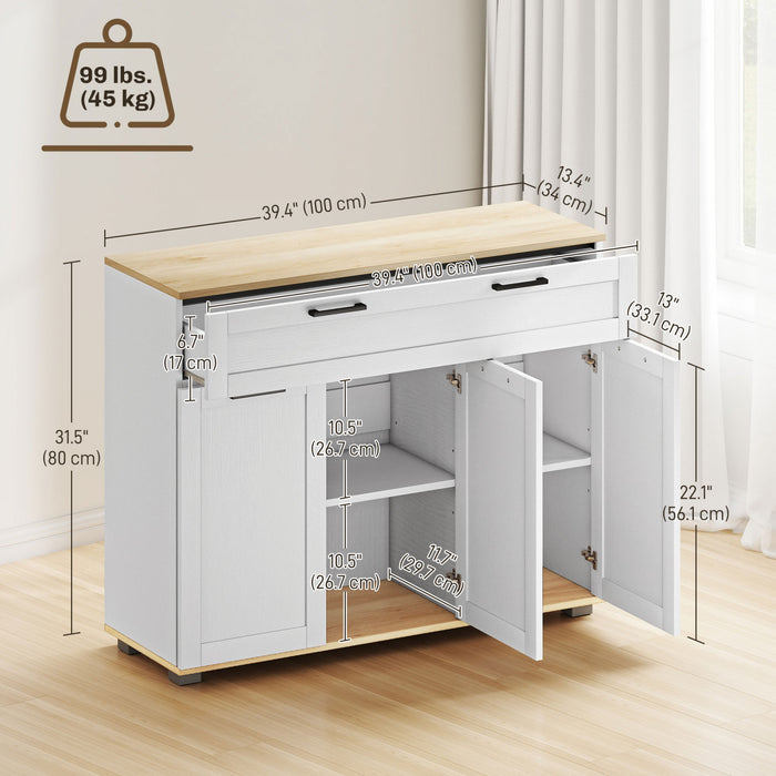 HOMCOM Sideboard Buffet Cabinet with Drawer and Adjustable Shelves, White