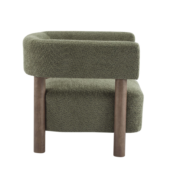 Evelyn Accent Arm Chair with Comfortable Seating and Boucle Upholstery,Olive Green Accent Chair