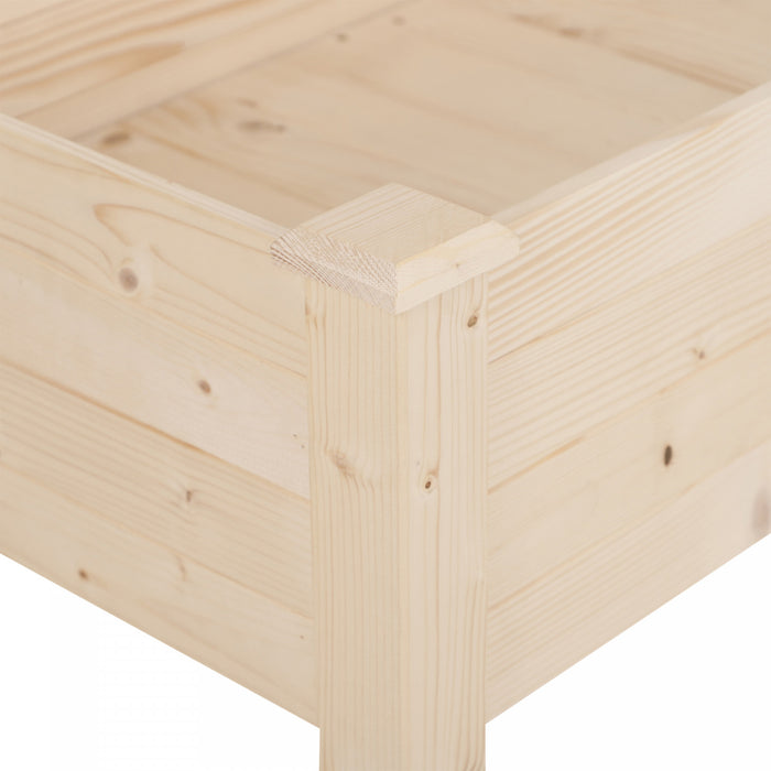 Outsunny 48''x22''x30'' Elevated Planter Box With Legs Wooden Patio Raised Garden Bed Outdoor Flower Stand Yard Natural Plant Table Raised Flower Planter W/ Inner Bag