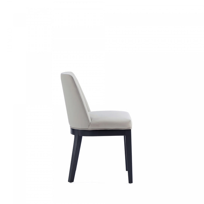 Gansevoort Modern Wood Vegan Leather Dining Chair in Stone Gray - Set of 4