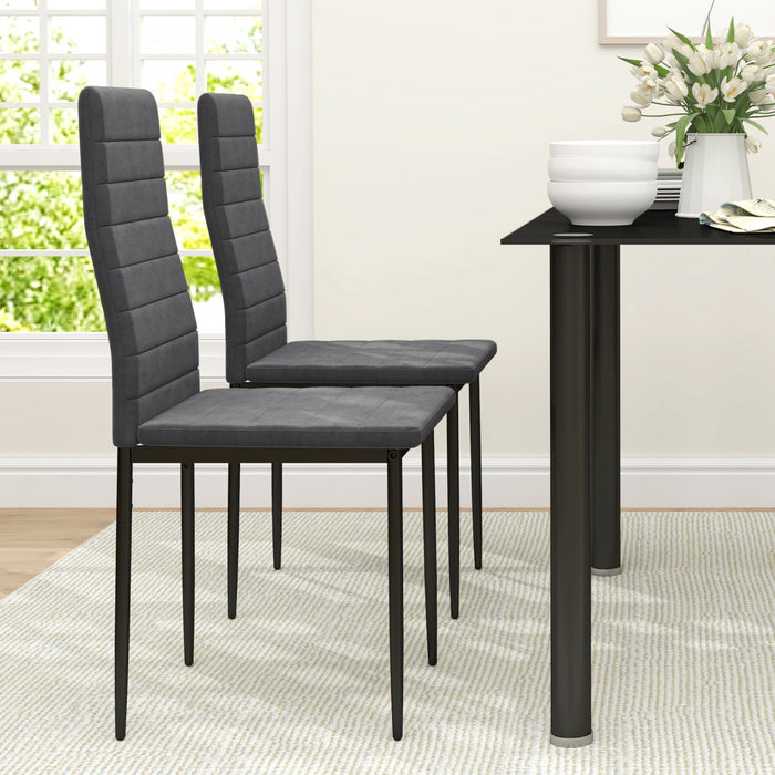 HOMCOM Dining Chairs, Set of 4, Upholstered Accent Chairs, Back, Grey