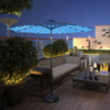 Costway 10FT Patio Solar Umbrella LED Patio Market Steel Tilt W/ Crank Outdoor Blue New