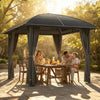 Outsunny 10' x 10' Hardtop Gazebo with UV60+ Polycarbonate Roof & Curtains
