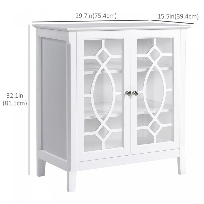 HOMCOM Sideboard Display Cabinet with 2 Glass Doors Adjustable Shelves