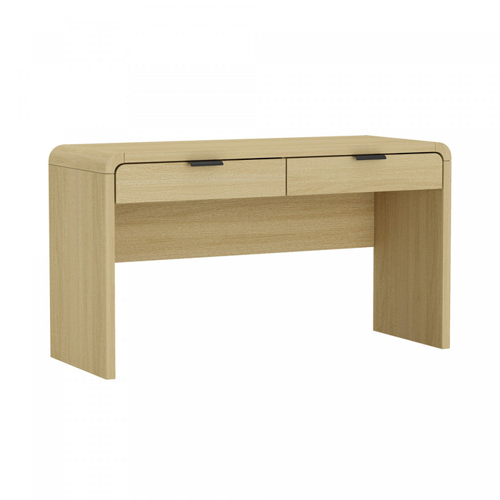 Grace Modern 54\" Office Desk in Natural Oak (2-Drawer)
