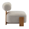 Luma Modern Boucle Lounge Chair with Rolled Backrest and Solid Wood Frame, Almond, Natural | Luma Fauteuil de Salon Moderne en Bouclette a Dossier Enroule et Cadre en Bois Massif, Amande, Naturel
