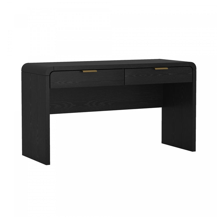 Grace Modern 54\" Office Desk in Black and Gold (2-Drawer)