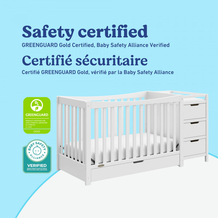Graco Remi 4-in-1 Convertible Crib and Changer - White
