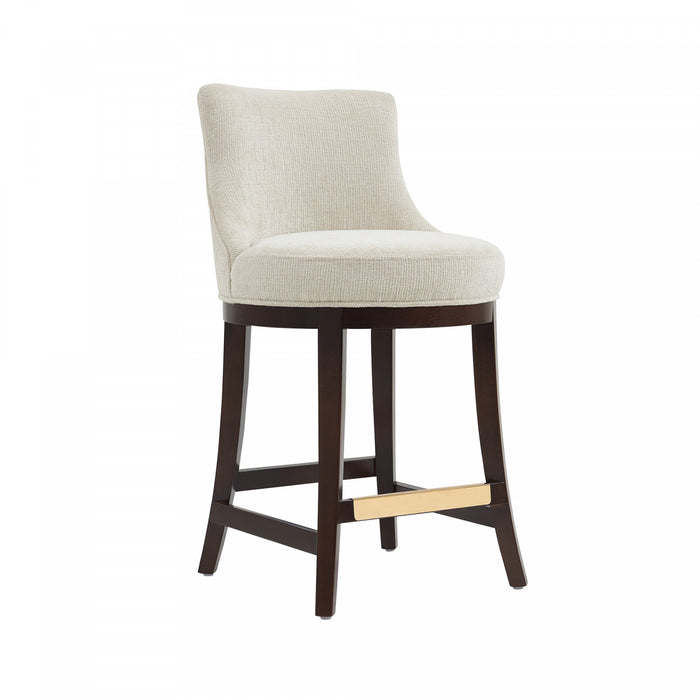 Lucia Modern Wood Chenille Counter Stool in Natural Bar Stool