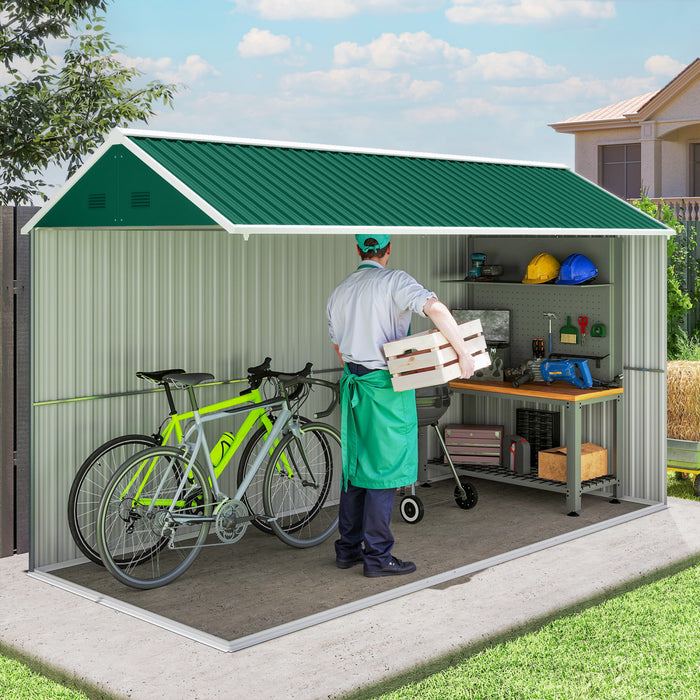 Outsunny 12' x 5.5' Metal Garden Storage Shed with Lockable Door Green