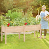 Costway Raised Garden Bed Elevated Fir Wood Planter Box With 2 Large Planting Areas Beige