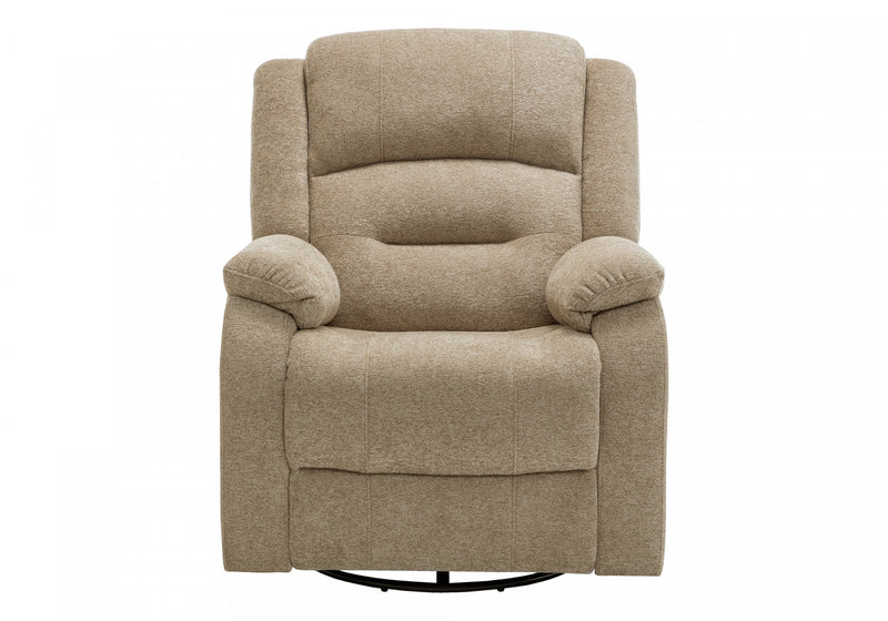 MONARCH SPECIALTIES 34\" WIDE, LARGE UPHOLSTERED POWER RECLINING CHAIR, USB PORTS INCLUDED, BEIGE FABRIC, TRANSITIONAL RECLINER