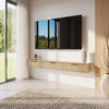 Nordika Slim 72" Wall-Mounted TV Stand with 3 Storage Cabinets - Natural Blonde Oak | Meuble pour téléviseur mural mince Nordika de 72 po avec 3 armoires de rangement - chêne blond naturel