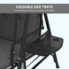 Outsunny 3-Seat Patio Swing Chair with Adjustable Canopy and Side Tray