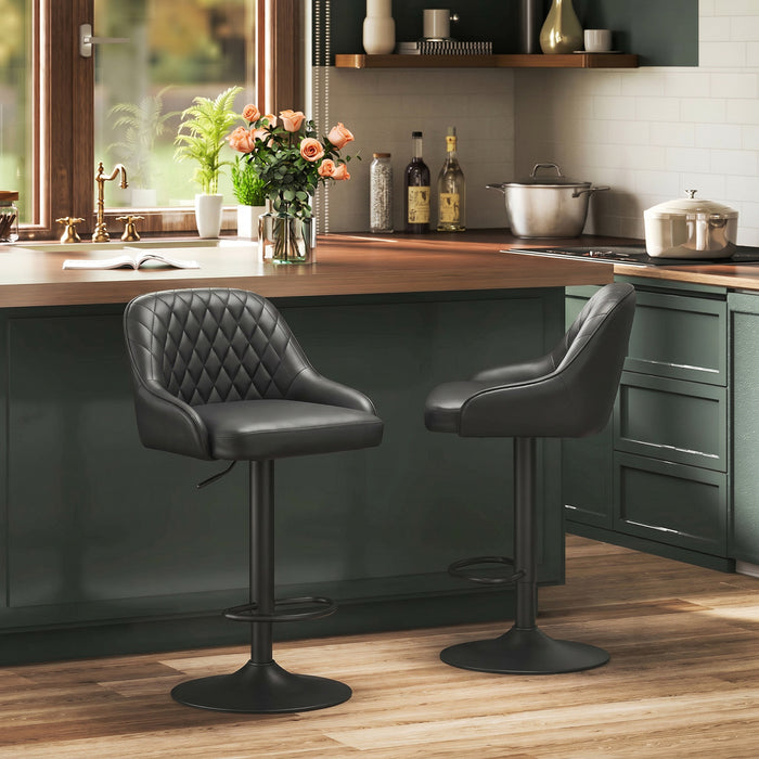 HOMCOM Bar Stools Set of 2 Adjustable Swivel Counter Height Black