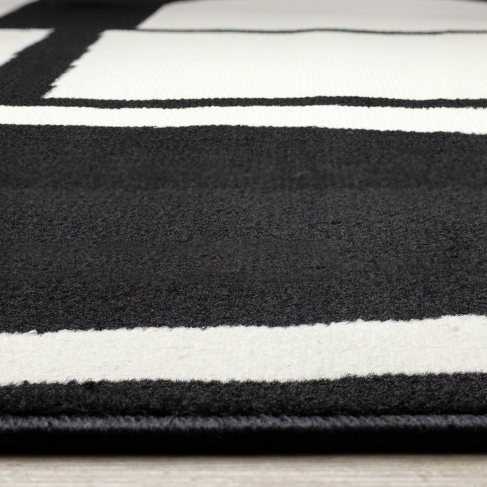 Florence Black White Dynamic Geometric Design, 6'7\" x 9'6\" Indoor Area Rug