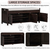 Olivia Pine Wood Storage Bench With 3-door Shoe Cabinet With Hidden Compartment - Espresso | Banc De Rangement Olivia En Pin Avec Meuble A Chaussures 3 Portes Et Compartiment Cache, Espresso