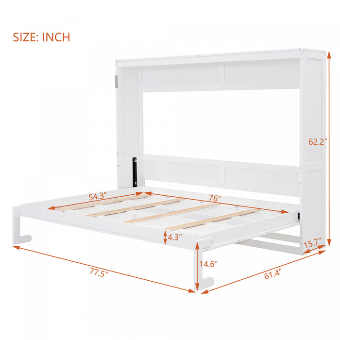 Evelyn Space-Saving Murphy Wall Bed with Foldable Cabinet Design,Full Bed,White