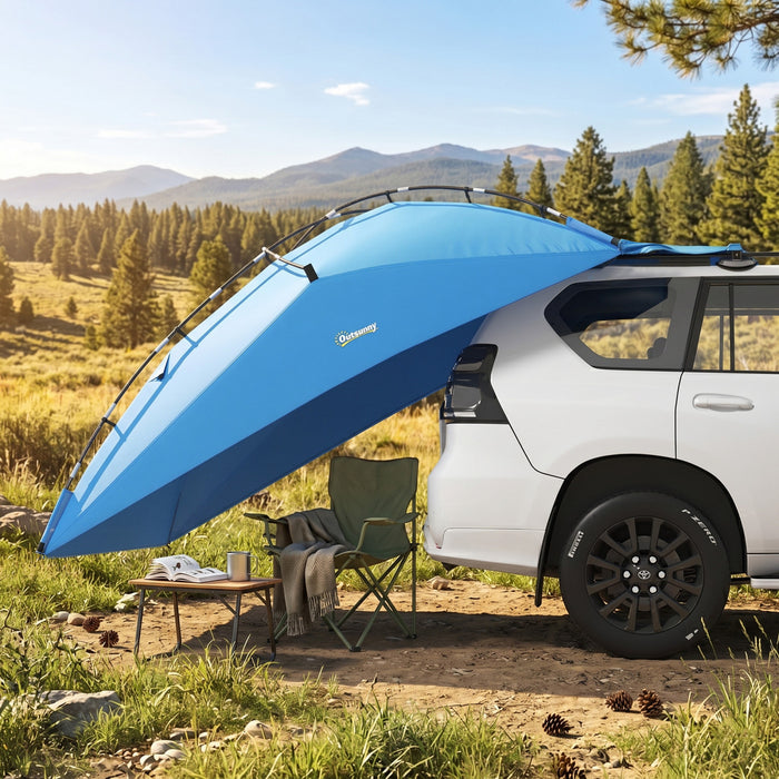 Outsunny Car Awning Camping Tent Waterproof 11.5 x 8ft, Light Blue