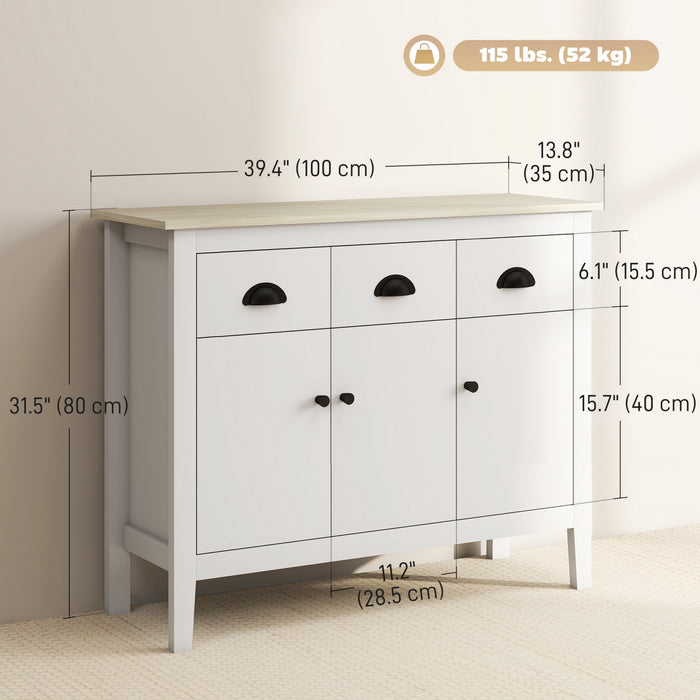 HOMCOM Sideboard Buffet Cabinet, 40\" Kitchen Coffee Bar Cabinet, White
