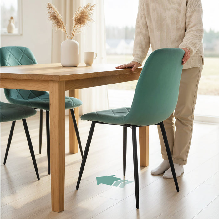 HOMCOM Dining Chairs Set of 4, Kitchen Chair with Metal Legs, Green
