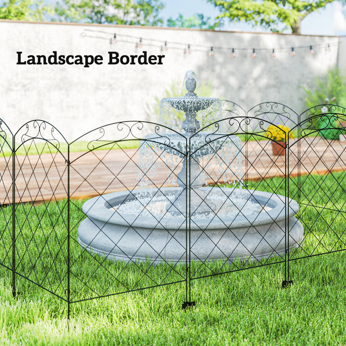 Outsunny 11.4' Garden Fence, Steel Fence Panels, Pack of 4, Black